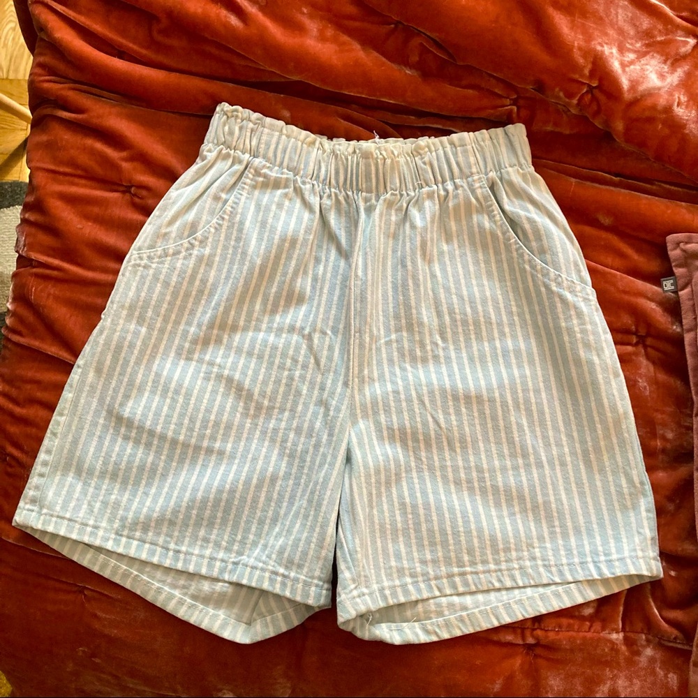 Vintage Striped Denim Pull On Shorts